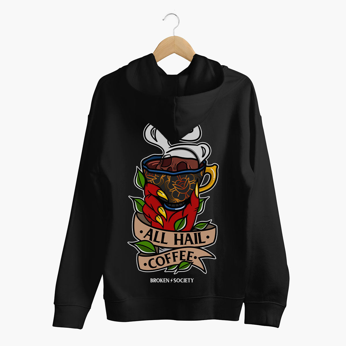 All Hail Coffee Hoodie (Unisex)-Tattoo Clothing, Tattoo Hoodie, JH001-Broken Society