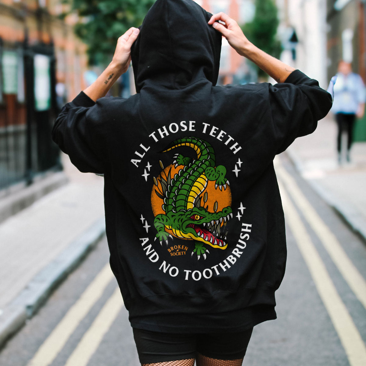 All Those Teeth Hoodie (Unisex)-Tattoo Clothing, Tattoo Hoodie, JH001-Broken Society
