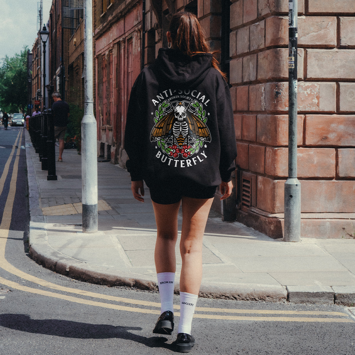 Anti-Social Butterfly Hoodie (Unisex)-Tattoo Clothing, Tattoo Hoodie, JH001-Broken Society
