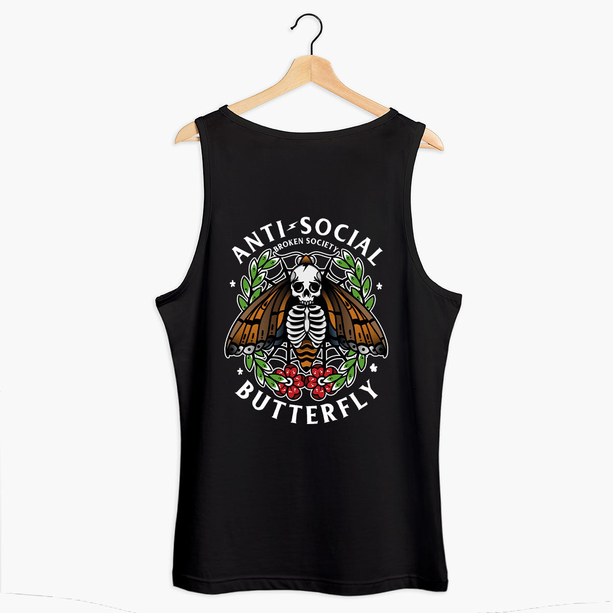 Anti-Social Butterfly Tank (Unisex)-Tattoo Clothing, Tattoo Tank, 03980-Broken Society
