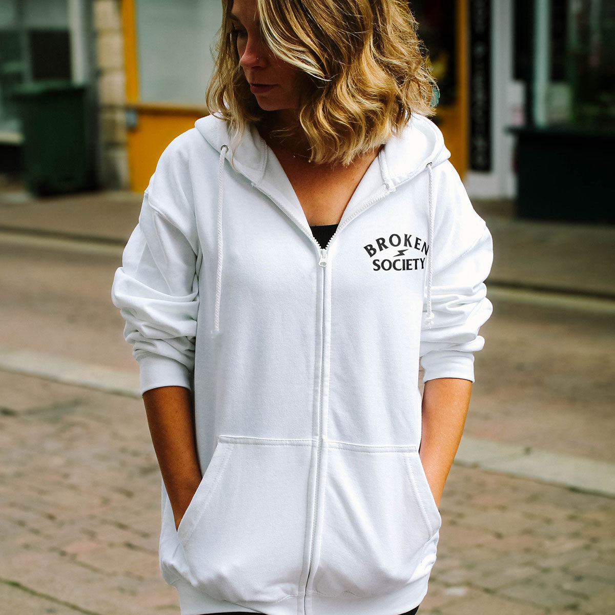 Anti-Social Butterfly Zip-Up Hoodie (Unisex)-Tattoo Clothing, Tattoo Zip-Up Hoodie, JH050-Broken Society