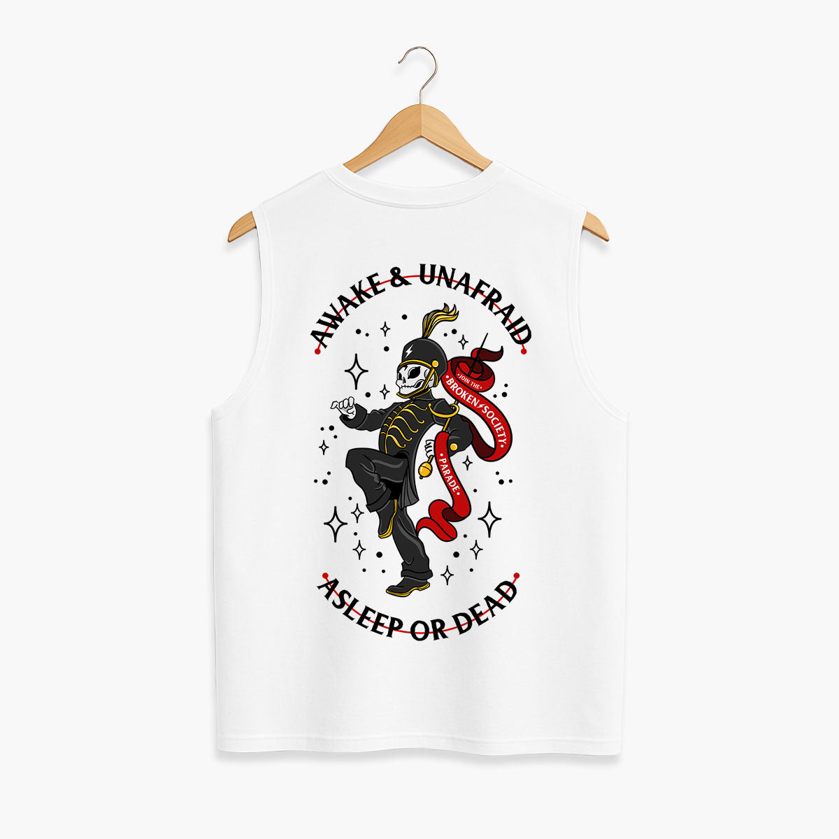Awake And Unafraid Sleeveless T-Shirt (Unisex)-Tattoo Clothing, Tattoo Sleeveless T-Shirt, EP01S-Broken Society