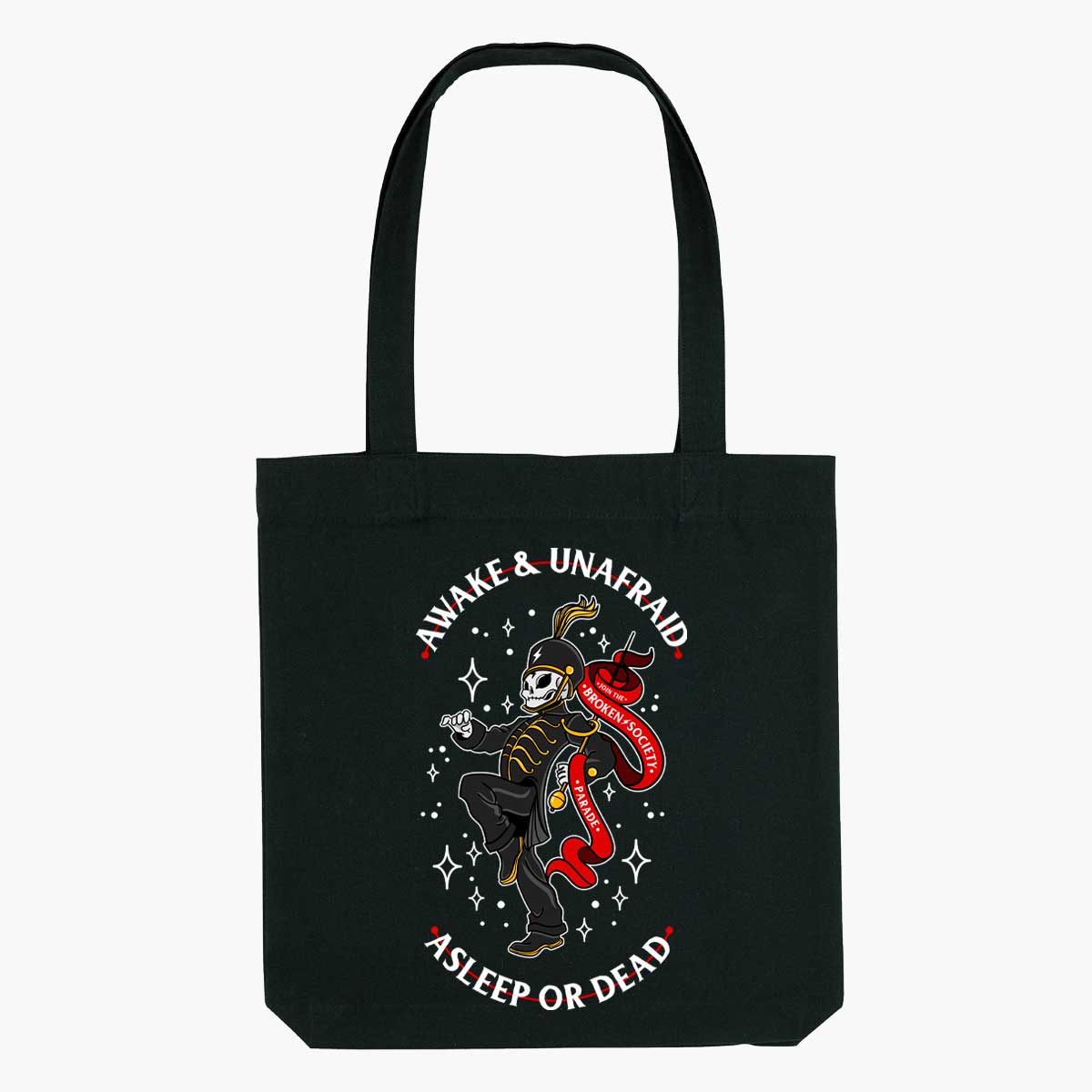 Awake And Unafraid Strong-As-Hell Tote Bag-Tattoo Apparel, Tattoo Accessories, Tattoo Gift, Tattoo Tote Bag-Broken Society