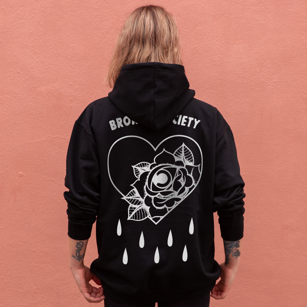 Bleeding Heart Hoodie (Unisex)-Tattoo Clothing, Tattoo Hoodie, JH001-Broken Society