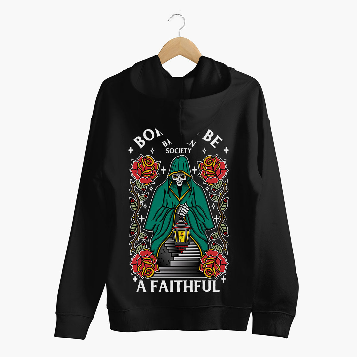Born To Be A Faithful Hoodie (Unisex)-Tattoo Clothing, Tattoo Hoodie, JH001-Broken Society
