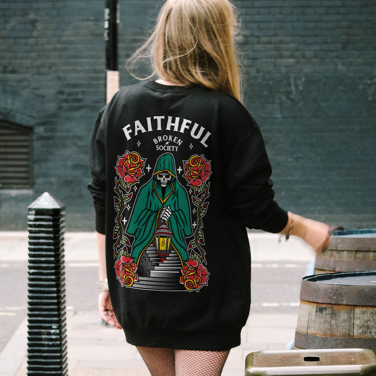 Born To Be A Faithful Sweatshirt (Unisex)-Tattoo Clothing, Tattoo Sweatshirt, JH030-Broken Society