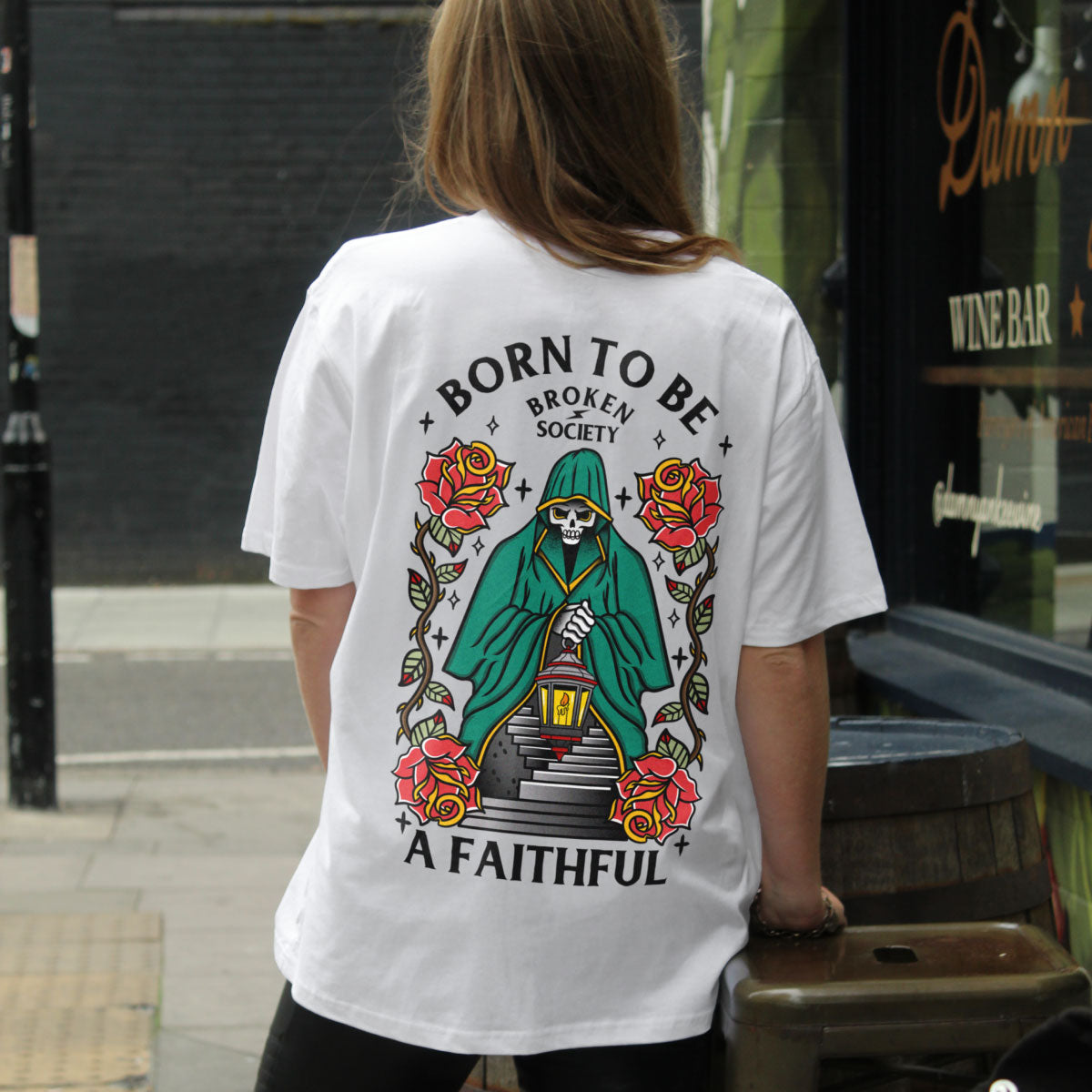 Born To Be A Faithful T-Shirt (Unisex)-Tattoo Clothing, Tattoo T-Shirt, EP01-Broken Society