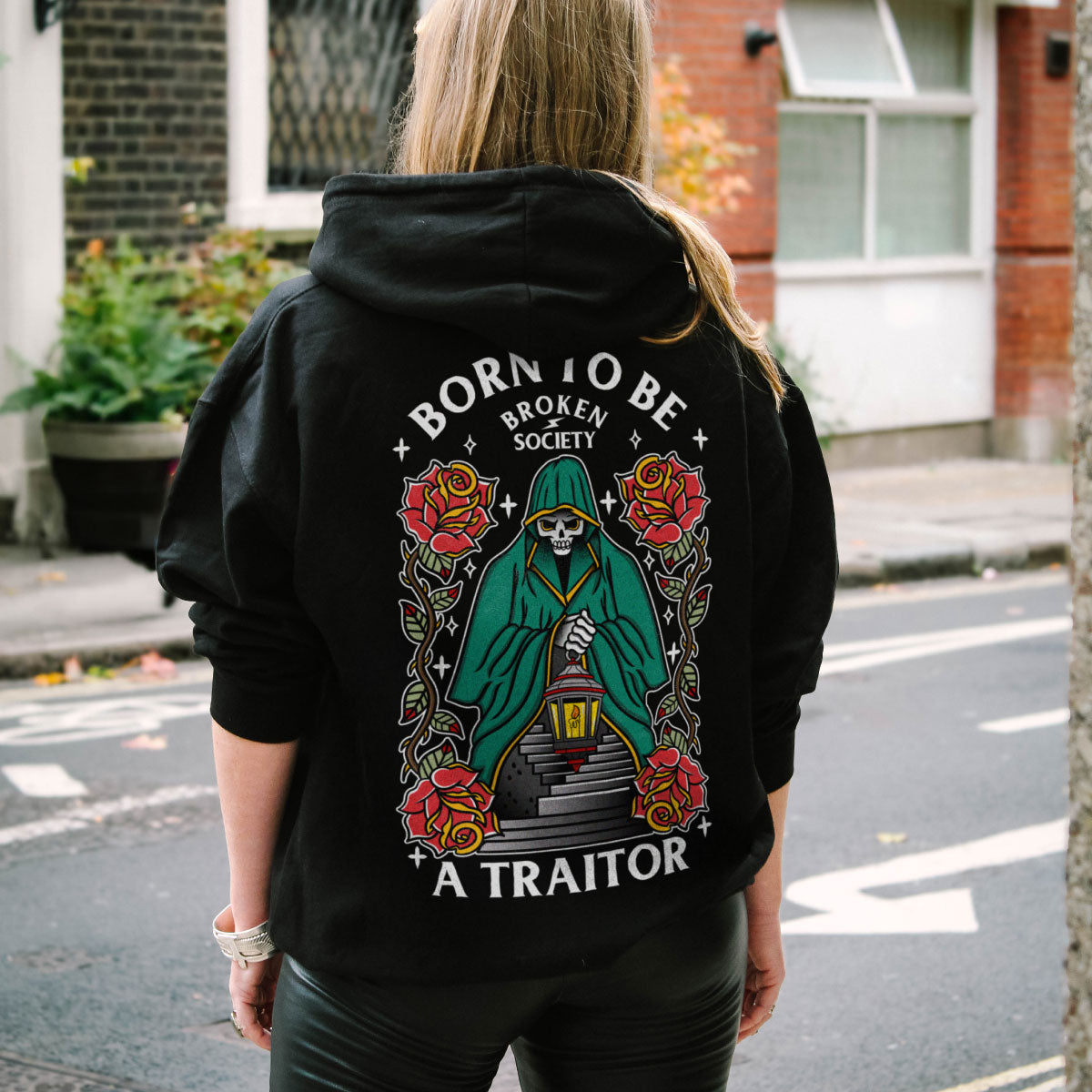 Born To Be A Traitor Hoodie (Unisex)-Tattoo Clothing, Tattoo Hoodie, JH001-Broken Society