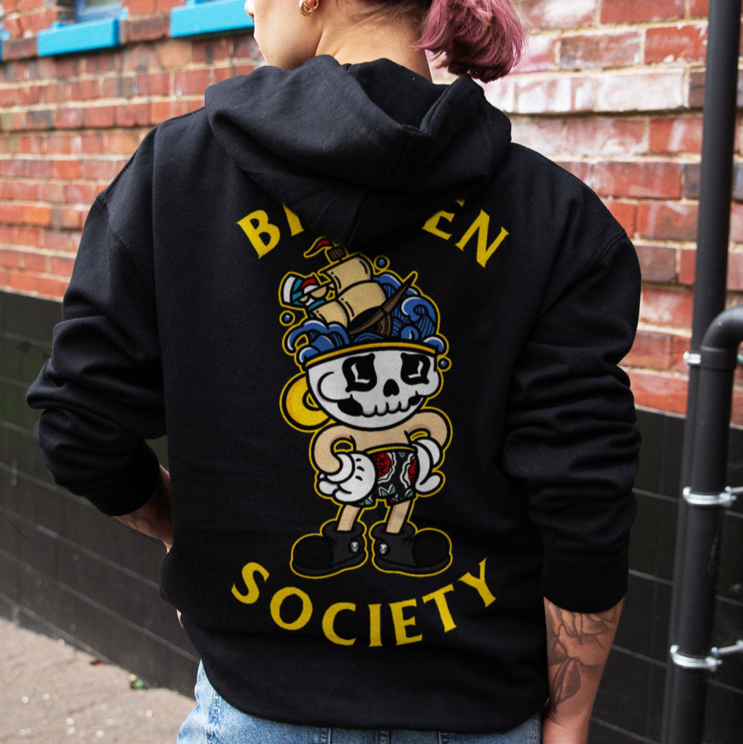 Broken Benny Hoodie (Unisex)-Tattoo Clothing, Tattoo Hoodie, JH001-Broken Society