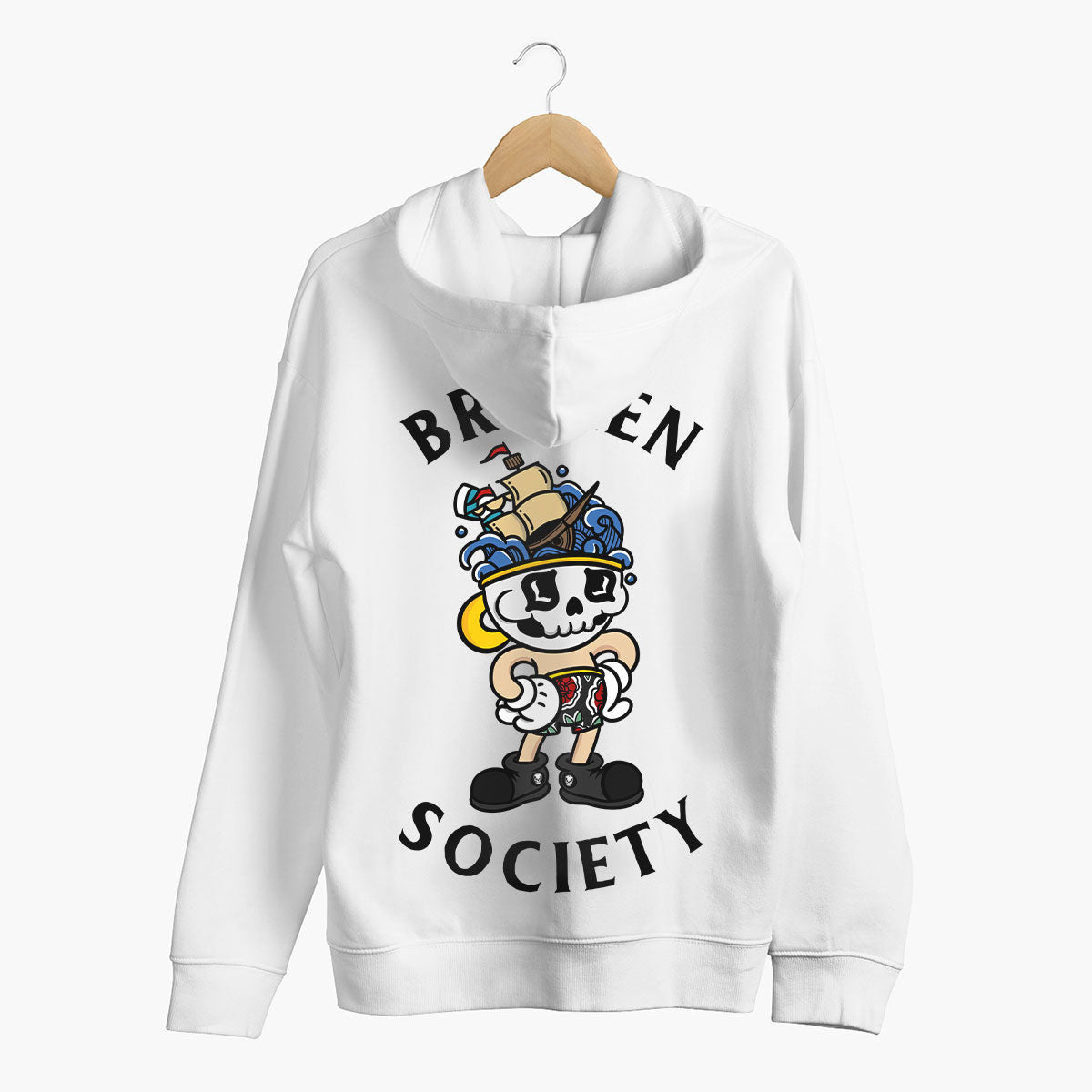 Broken Benny Hoodie (Unisex)-Tattoo Clothing, Tattoo Hoodie, JH001-Broken Society