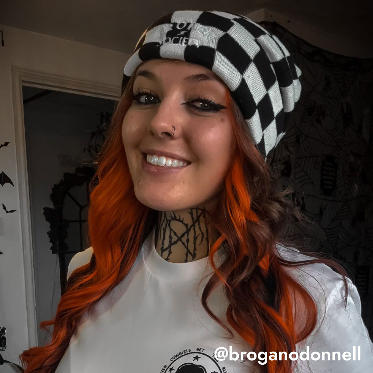 Checkerboard Beanie-Tattoo Apparel, Tattoo Accessories, Tattoo Gift, Tattoo Beanie, BB531-Broken Society