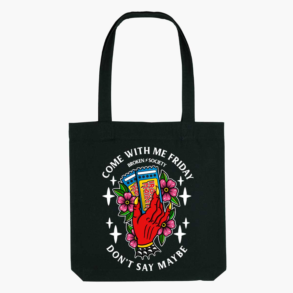 Come With Me Friday Strong-As-Hell Tote Bag-Tattoo Apparel, Tattoo Accessories, Tattoo Gift, Tattoo Tote Bag-Broken Society