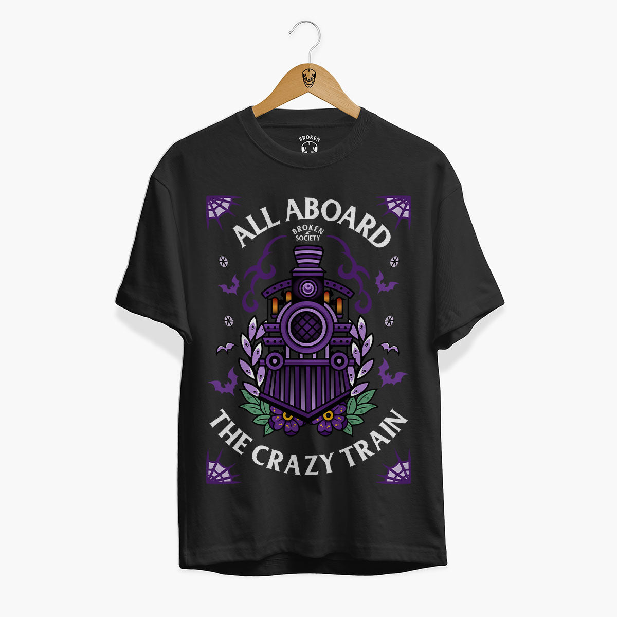 Crazy Train Front Print T-Shirt (Unisex)-Tattoo Clothing, Tattoo T-Shirt, EP01-Broken Society