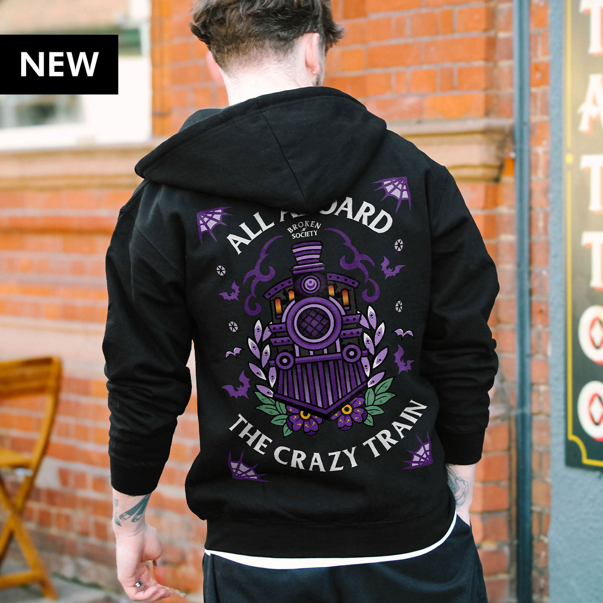 Crazy Train Hoodie (Unisex)-Tattoo Clothing, Tattoo Hoodie, JH001-Broken Society