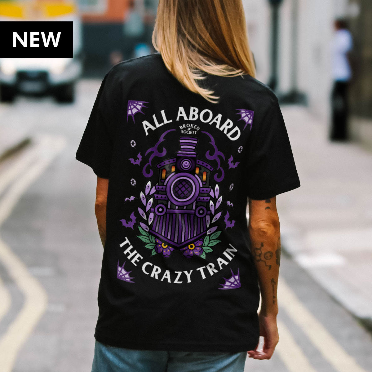 Crazy Train T-Shirt (Unisex)-Tattoo Clothing, Tattoo T-Shirt, EP01-Broken Society