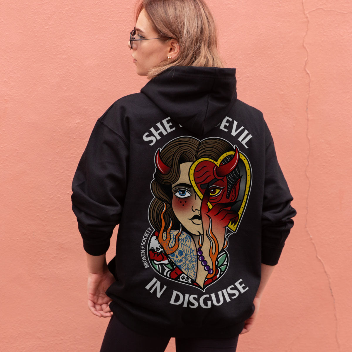 Devil In Disguise Hoodie (Unisex)-Tattoo Clothing, Tattoo Hoodie, JH001-Broken Society