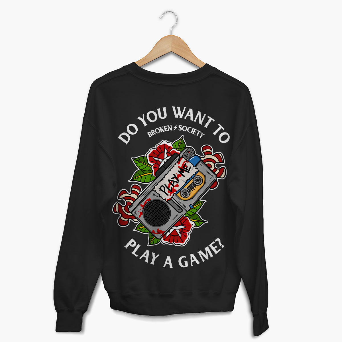 Do You Want To Play A Game Sweatshirt (Unisex)-Tattoo Clothing, Tattoo Sweatshirt, JH030-Broken Society