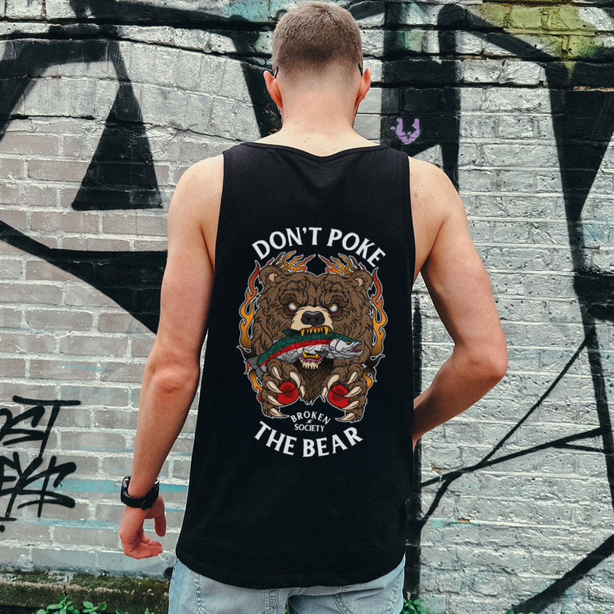 Don't Poke The Bear Tank (Unisex)-Tattoo Clothing, Tattoo Tank, 03980-Broken Society