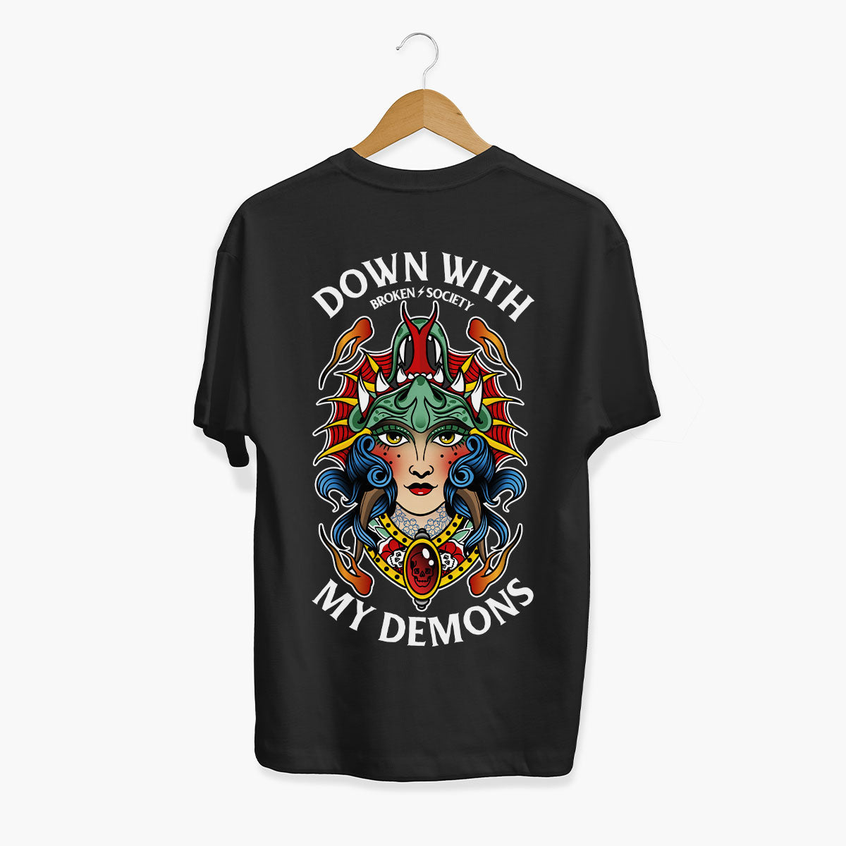 Down With My Demons T-Shirt (Unisex)-Tattoo Clothing, Tattoo T-Shirt, EP01-Broken Society