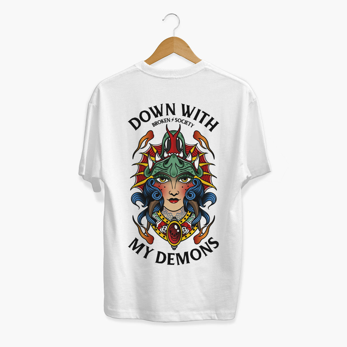 Down With My Demons T-Shirt (Unisex)-Tattoo Clothing, Tattoo T-Shirt, EP01-Broken Society
