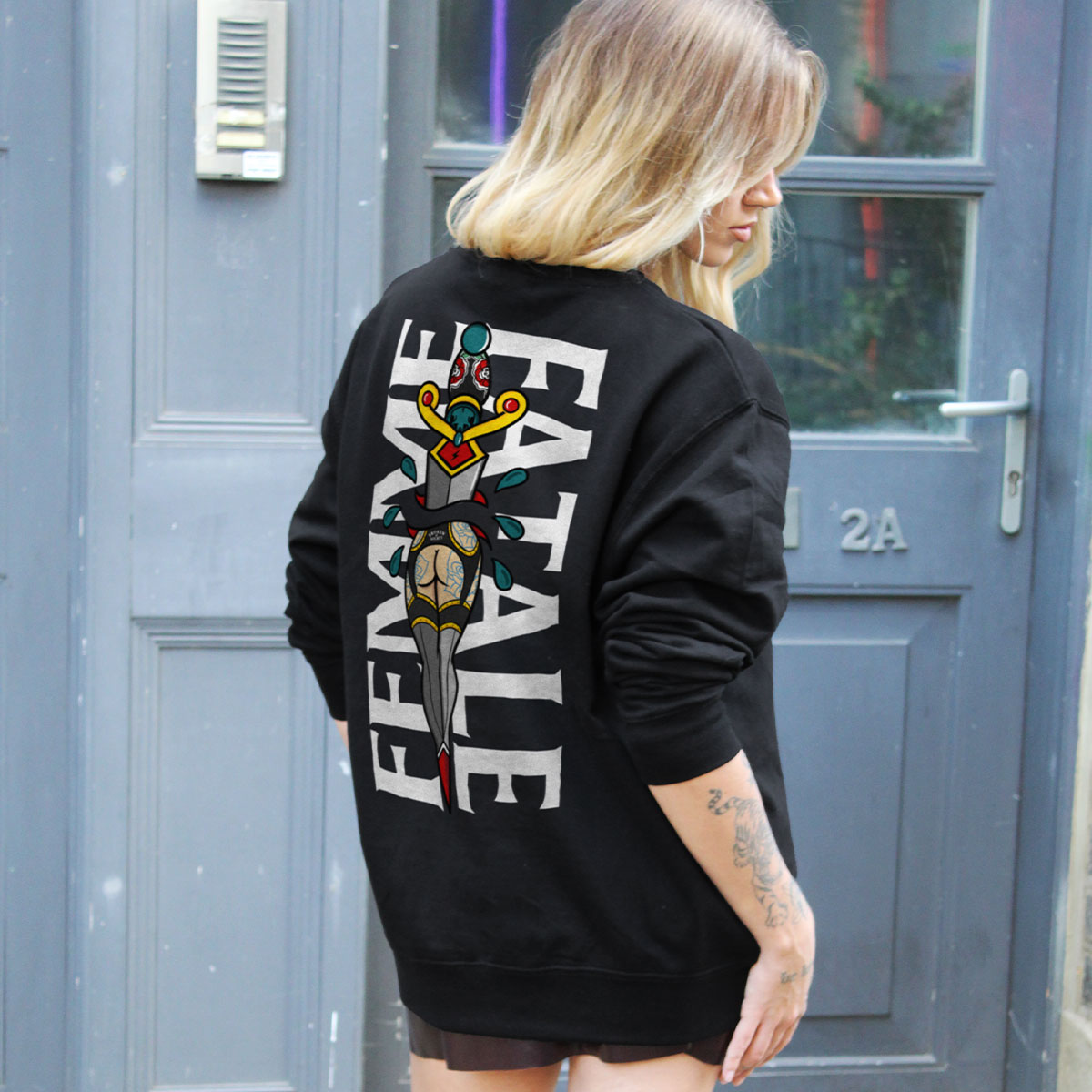 Femme Fatale Sweatshirt (Unisex)-Tattoo Clothing, Tattoo Sweatshirt, JH030-Broken Society