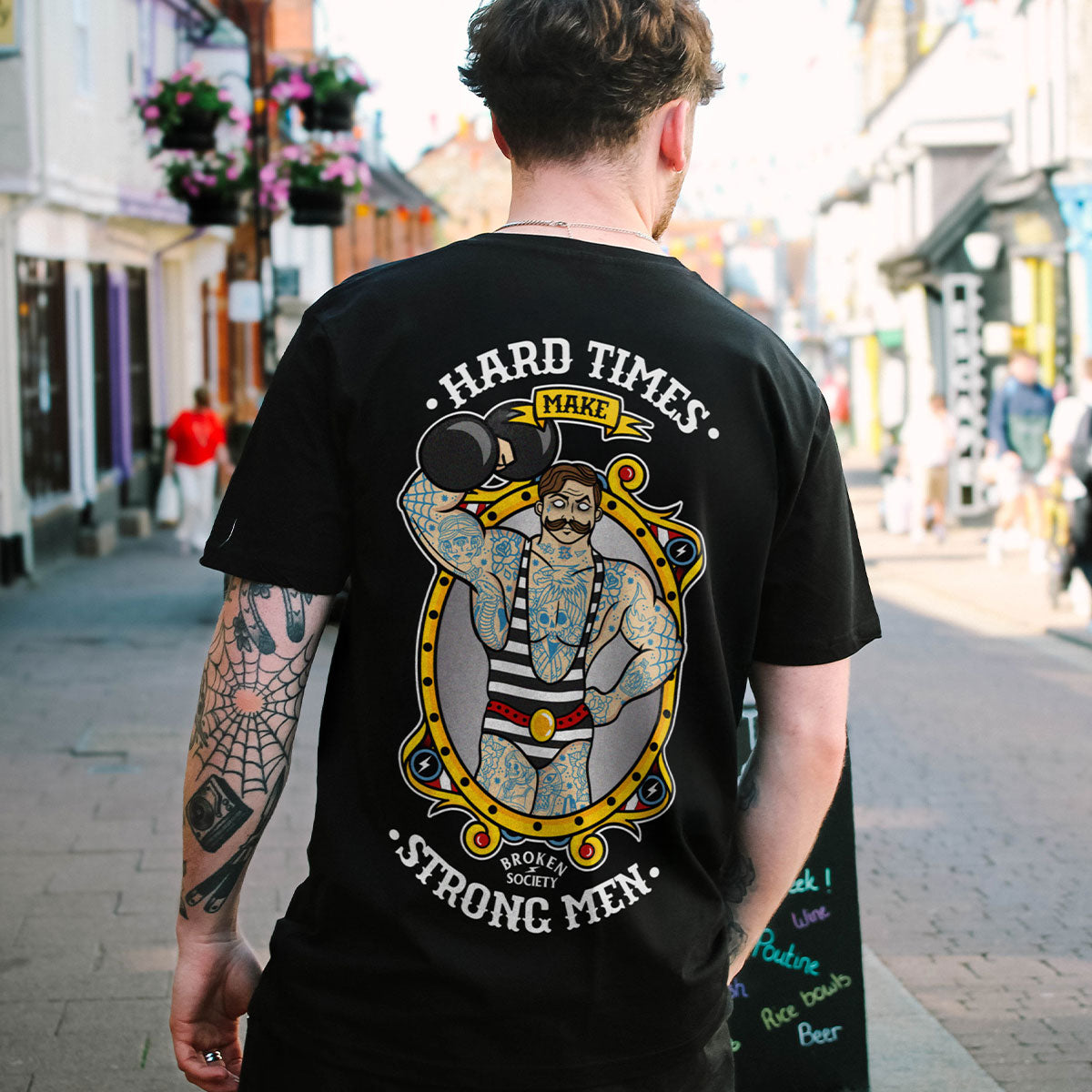 Hard Times Make Strong Men T-Shirt (Unisex)-Tattoo Clothing, Tattoo T-Shirt, EP01-Broken Society