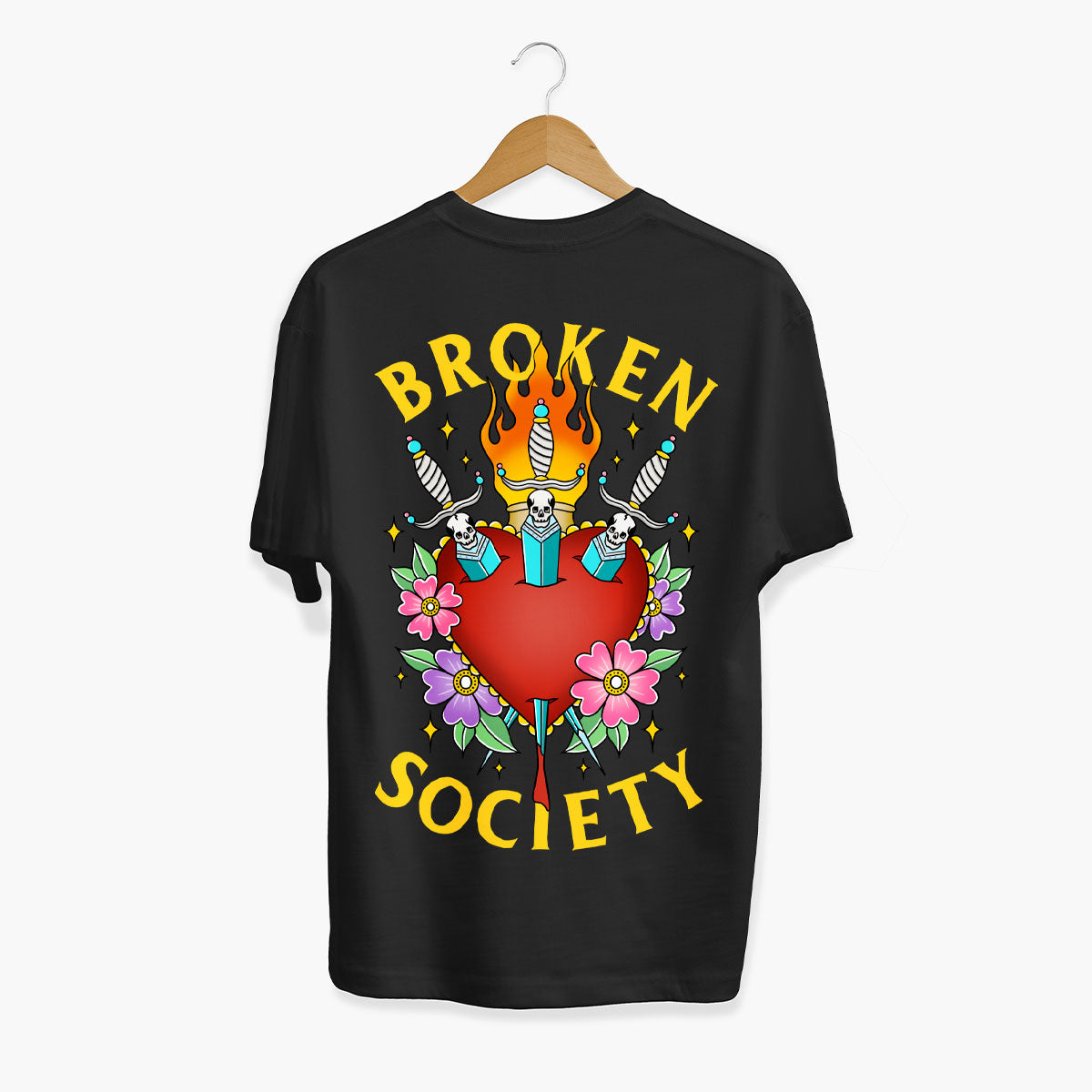 Heart and Daggers T-shirt (Unisex)-Tattoo Clothing, Tattoo T-Shirt, N03-Broken Society