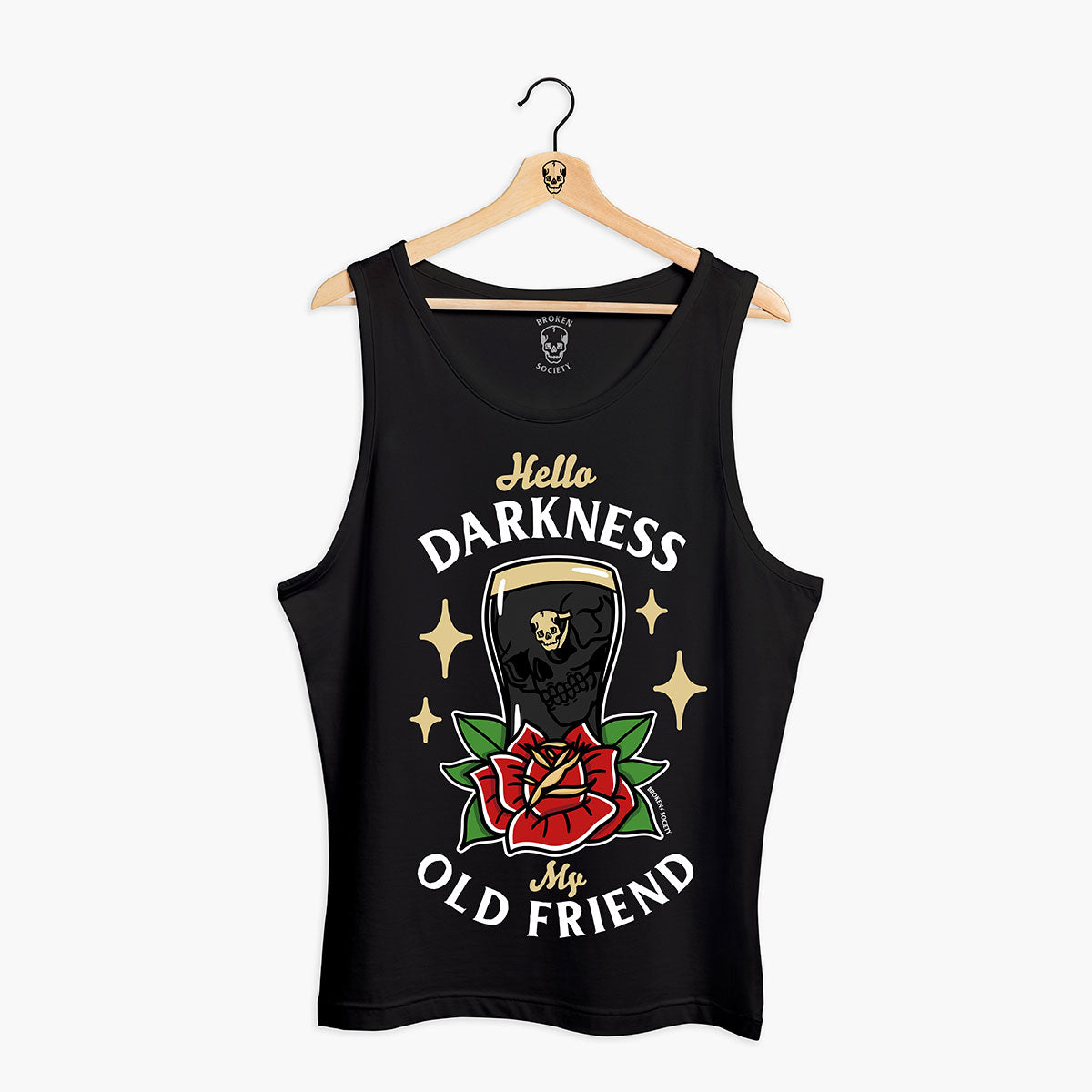 Hello Darkness Front Print Tank (Unisex)-Tattoo Clothing, Tattoo Tank, 03980-Broken Society