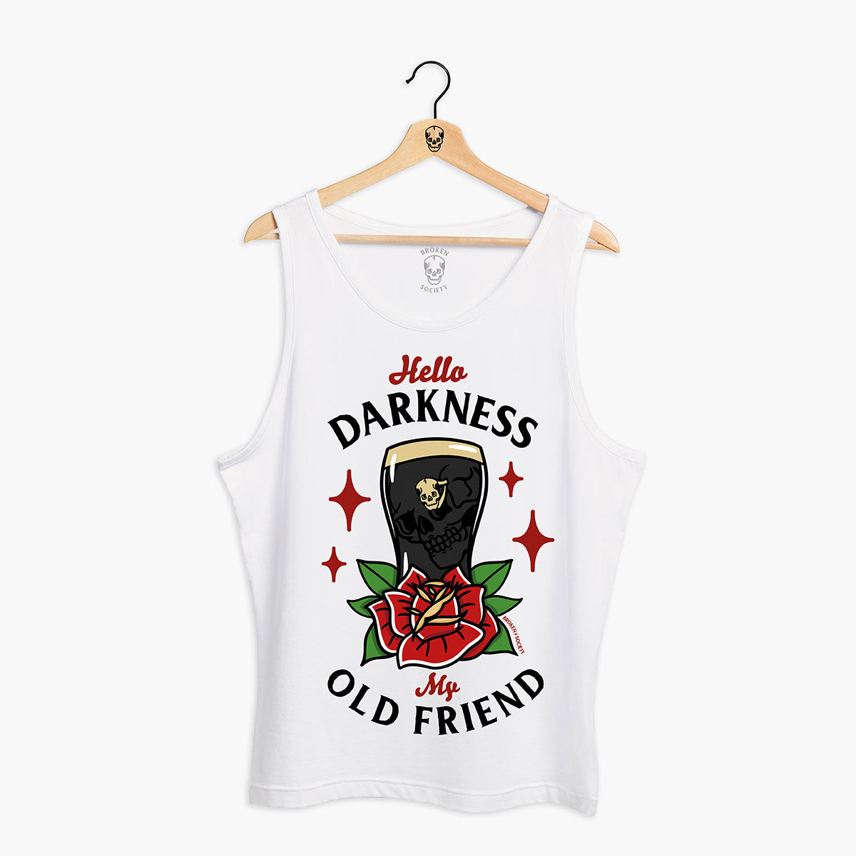 Hello Darkness Front Print Tank (Unisex)-Tattoo Clothing, Tattoo Tank, 03980-Broken Society