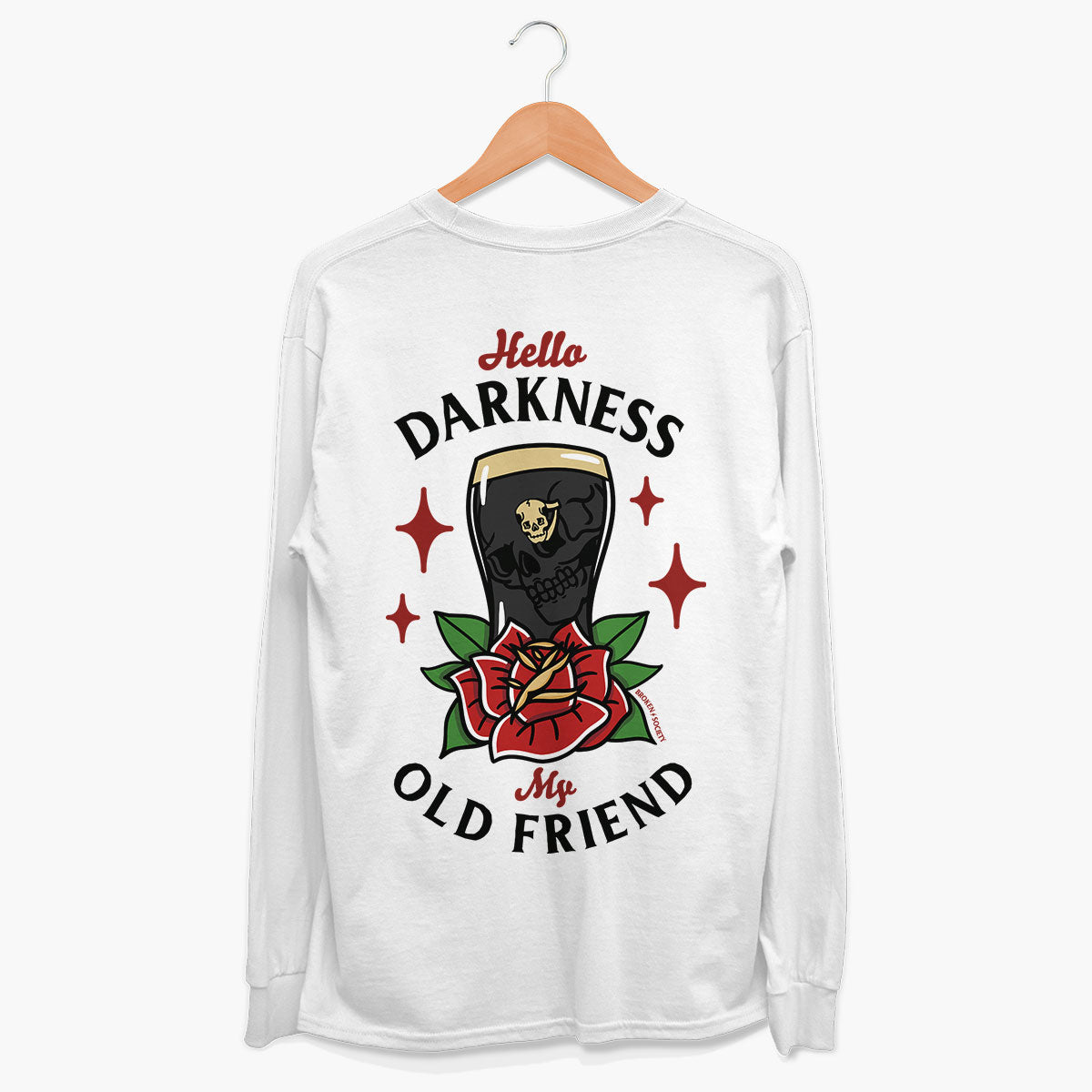 Hello Darkness Long Sleeve T-Shirt (Unisex)-Tattoo Clothing, Tattoo Long Sleeve T-Shirt, EP185L-Broken Society