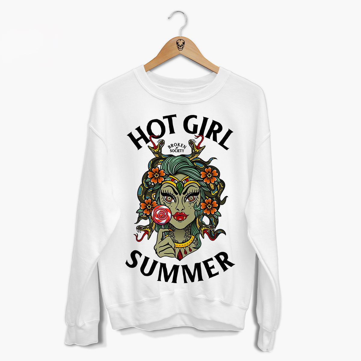 Hot Girl Summer Front Print Sweatshirt (Unisex)-Tattoo Clothing, Tattoo Sweatshirt, JH030-Broken Society