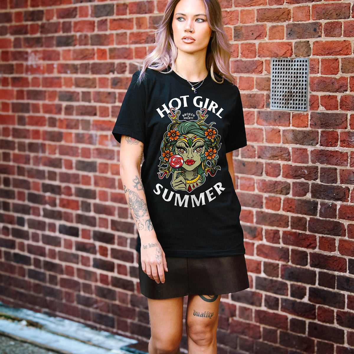 Hot Girl Summer Front Print T-Shirt (Unisex)-Tattoo Clothing, Tattoo T-Shirt, EP01-Broken Society