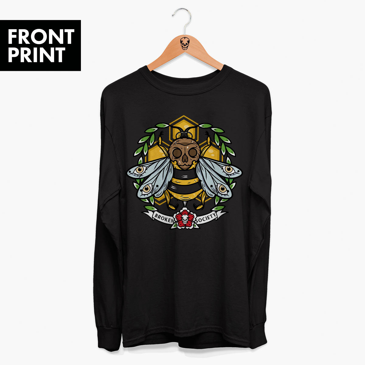 Killer Bee Long Sleeve T-Shirt (Unisex)-Tattoo Clothing, Tattoo Long Sleeve T-Shirt, EP185L-Broken Society