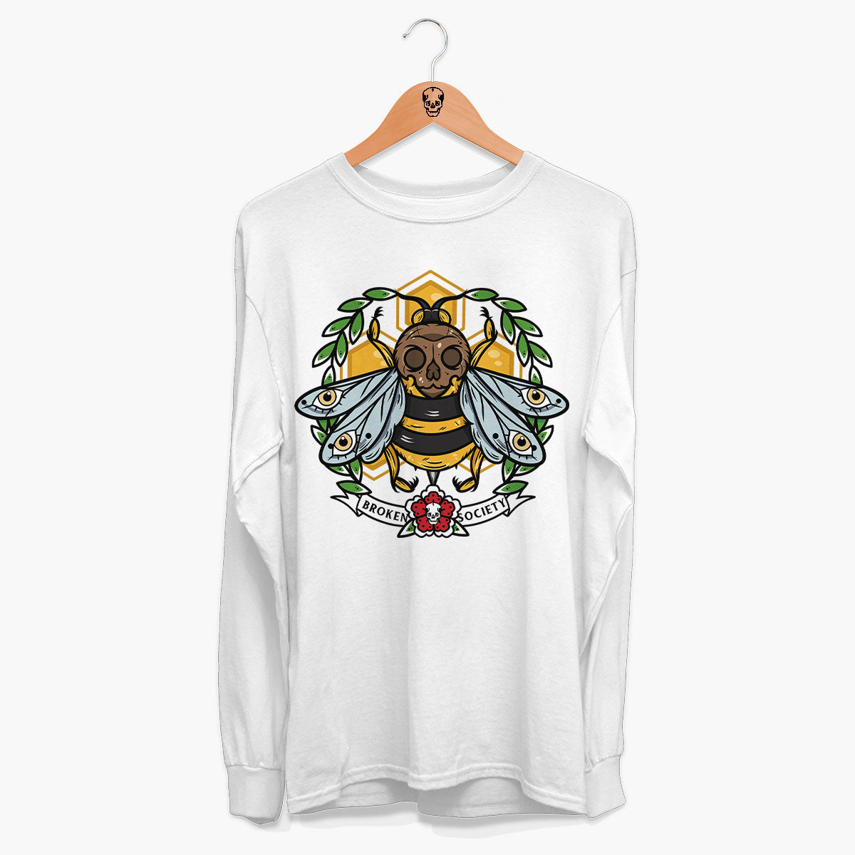 Killer Bee Long Sleeve T-Shirt (Unisex)-Tattoo Clothing, Tattoo Long Sleeve T-Shirt, EP185L-Broken Society
