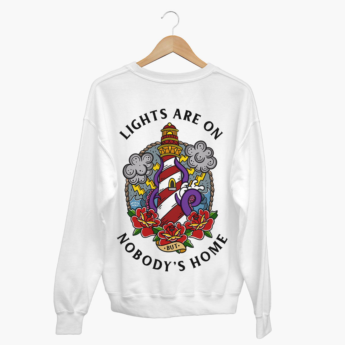 Lights Are On But Nobody's Home Sweatshirt (Unisex)-Tattoo Clothing, Tattoo Sweatshirt, JH030-Broken Society