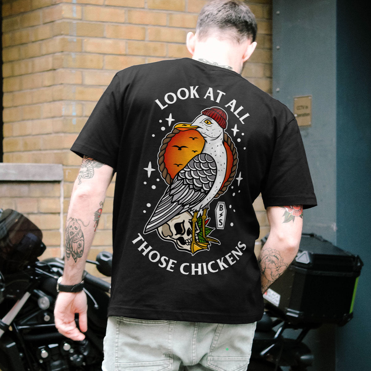 Look At All Those Chickens T-Shirt (Unisex)-Tattoo Clothing, Tattoo T-Shirt, EP01-Broken Society