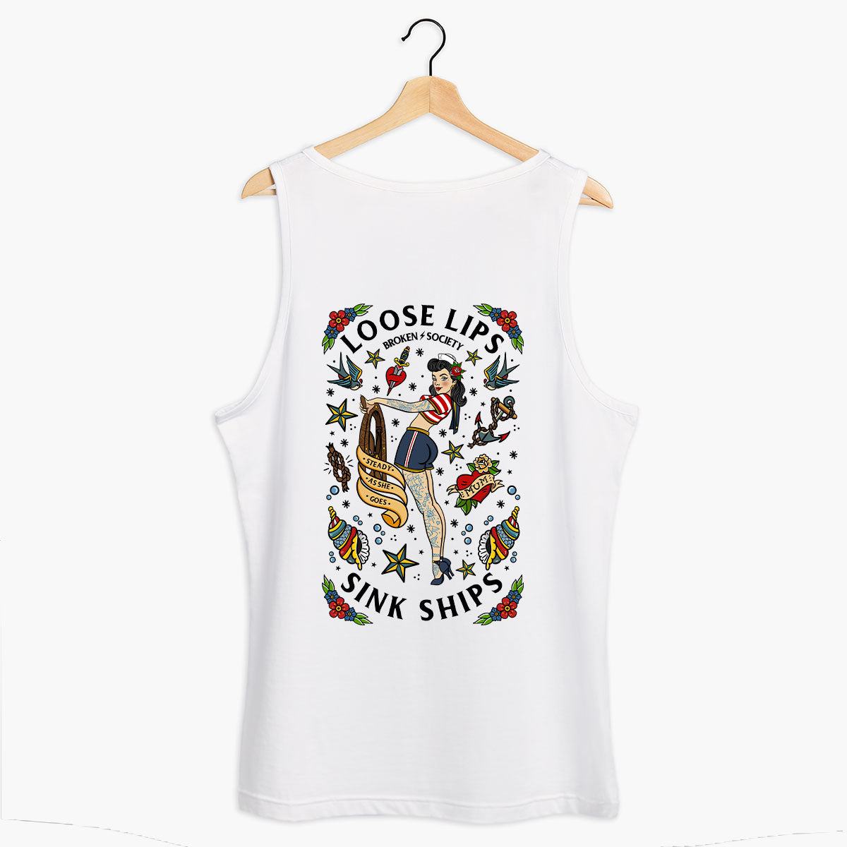 Loose Lips Sink Ships Tank (Unisex)-Tattoo Clothing, Tattoo Tank, 03980-Broken Society