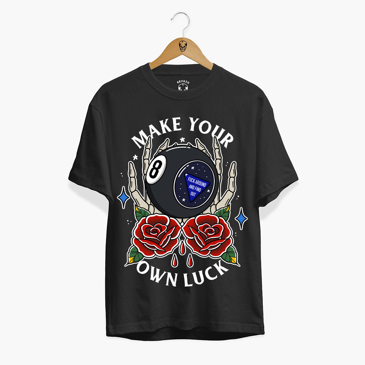 Magic 8 Ball Front Print T-Shirt (Unisex)-Tattoo Clothing, Tattoo T-Shirt, EP01-Broken Society