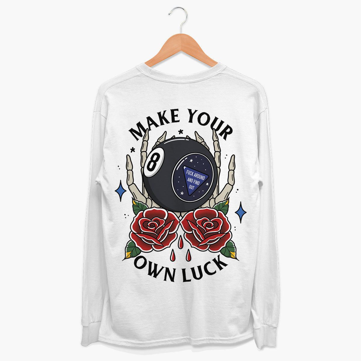 Magic 8 Ball Long Sleeve T-Shirt (Unisex)-Tattoo Clothing, Tattoo Long Sleeve T-Shirt, EP185L-Broken Society