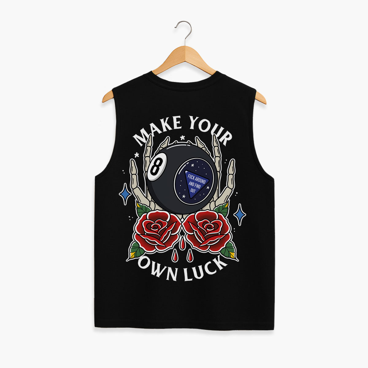 Magic 8 Ball Sleeveless T-Shirt (Unisex)-Tattoo Clothing, Tattoo Sleeveless T-Shirt, EP01S-Broken Society