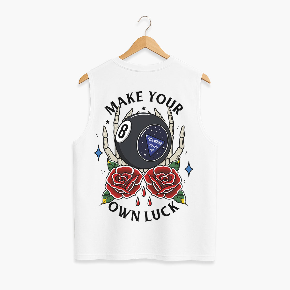 Magic 8 Ball Sleeveless T-Shirt (Unisex)-Tattoo Clothing, Tattoo Sleeveless T-Shirt, EP01S-Broken Society