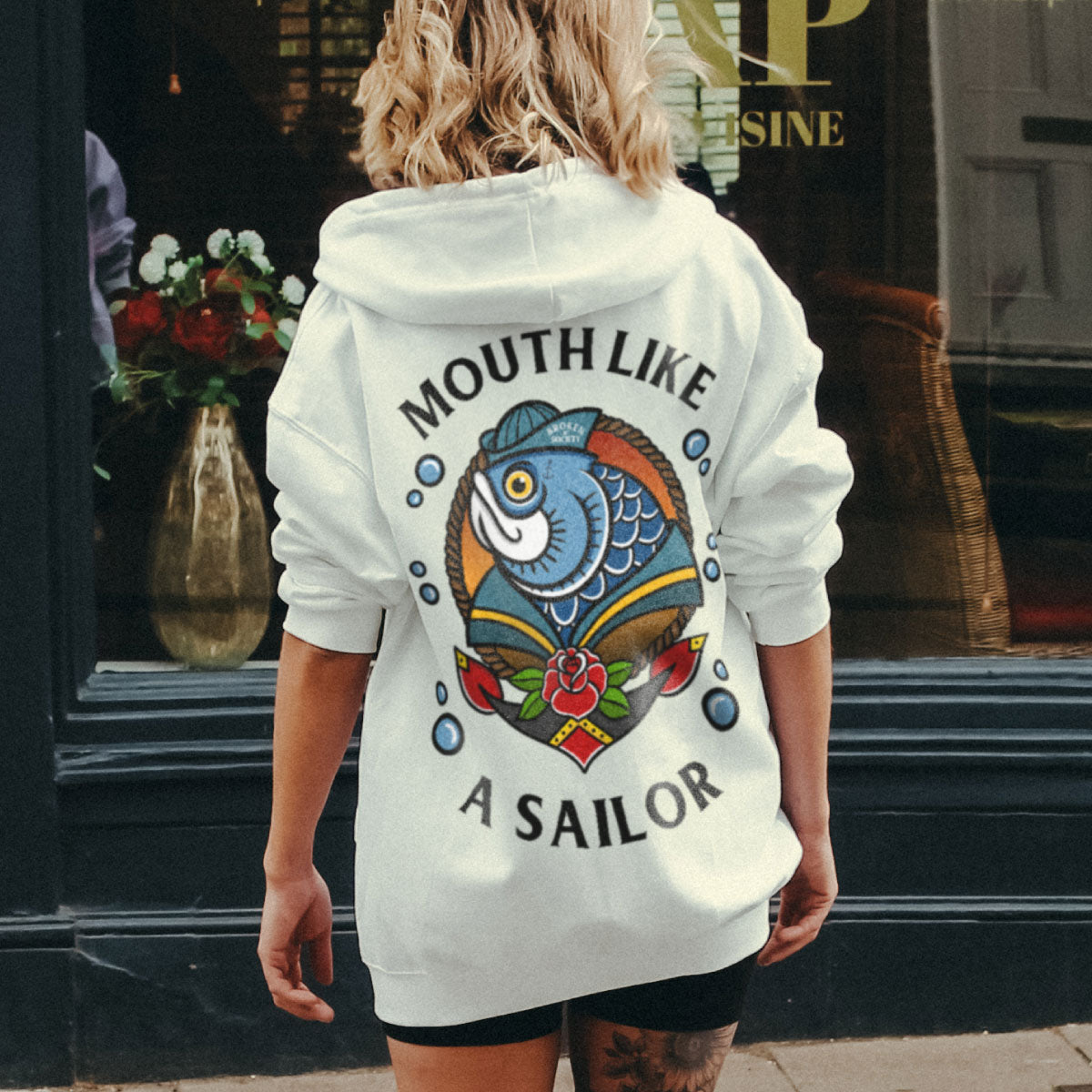 Mouth Like A Sailor Hoodie (Unisex)-Tattoo Clothing, Tattoo Hoodie, JH001-Broken Society