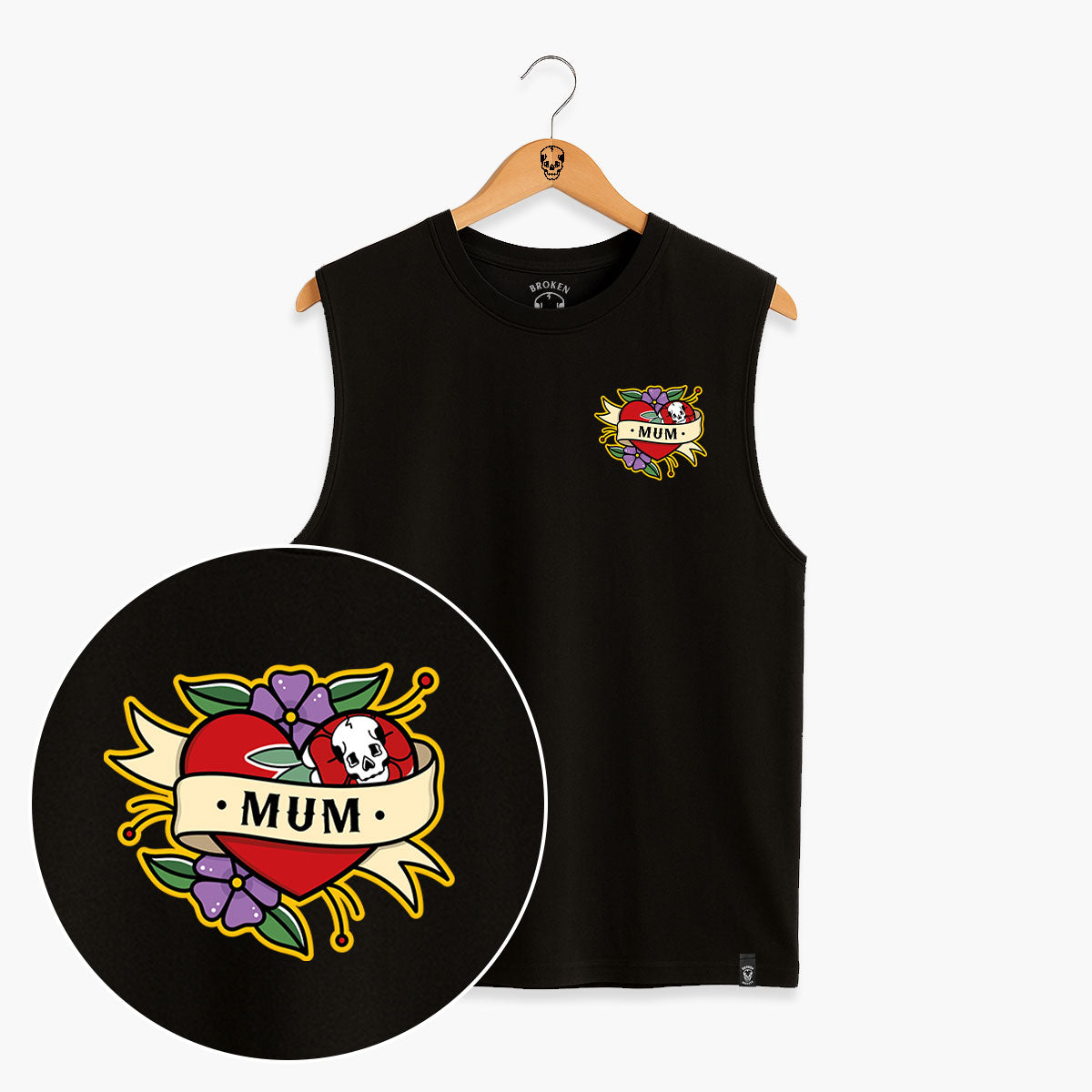 Mum Sleeveless T-Shirt (Unisex)-Tattoo Clothing, Tattoo Sleeveless T-Shirt, EP01S-Broken Society