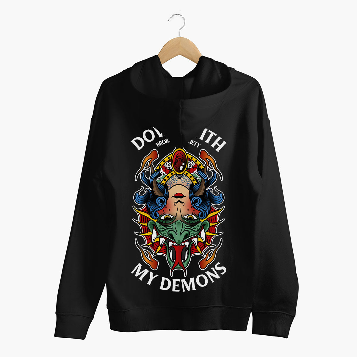 My Demons Are Down Hoodie (Unisex)-Tattoo Clothing, Tattoo Hoodie, JH001-Broken Society