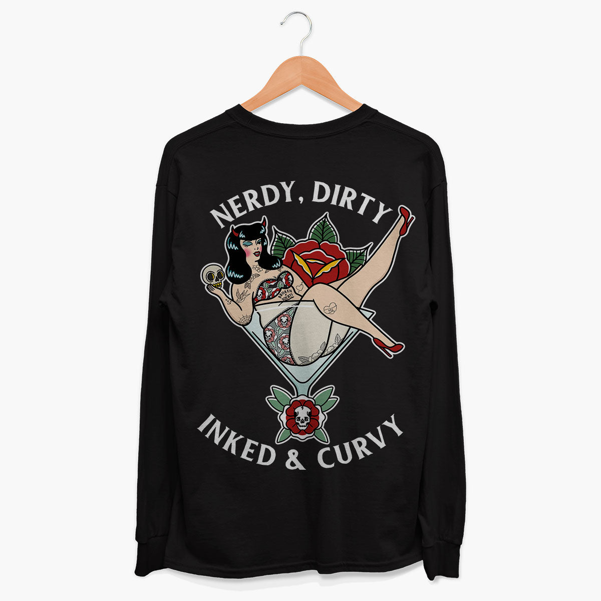 Nerdy Dirty Long Sleeve T-Shirt (Unisex)-Tattoo Clothing, Tattoo Long Sleeve T-Shirt, EP185L-Broken Society