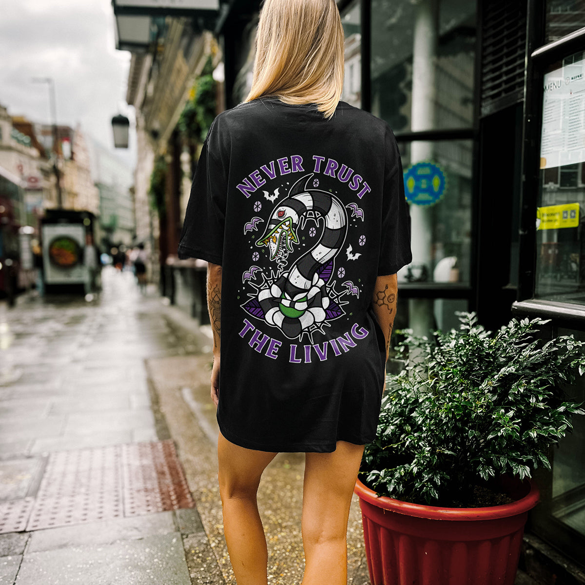 Never Trust The Living T-Shirt (Unisex)-Tattoo Clothing, Tattoo T-Shirt, EP01-Broken Society
