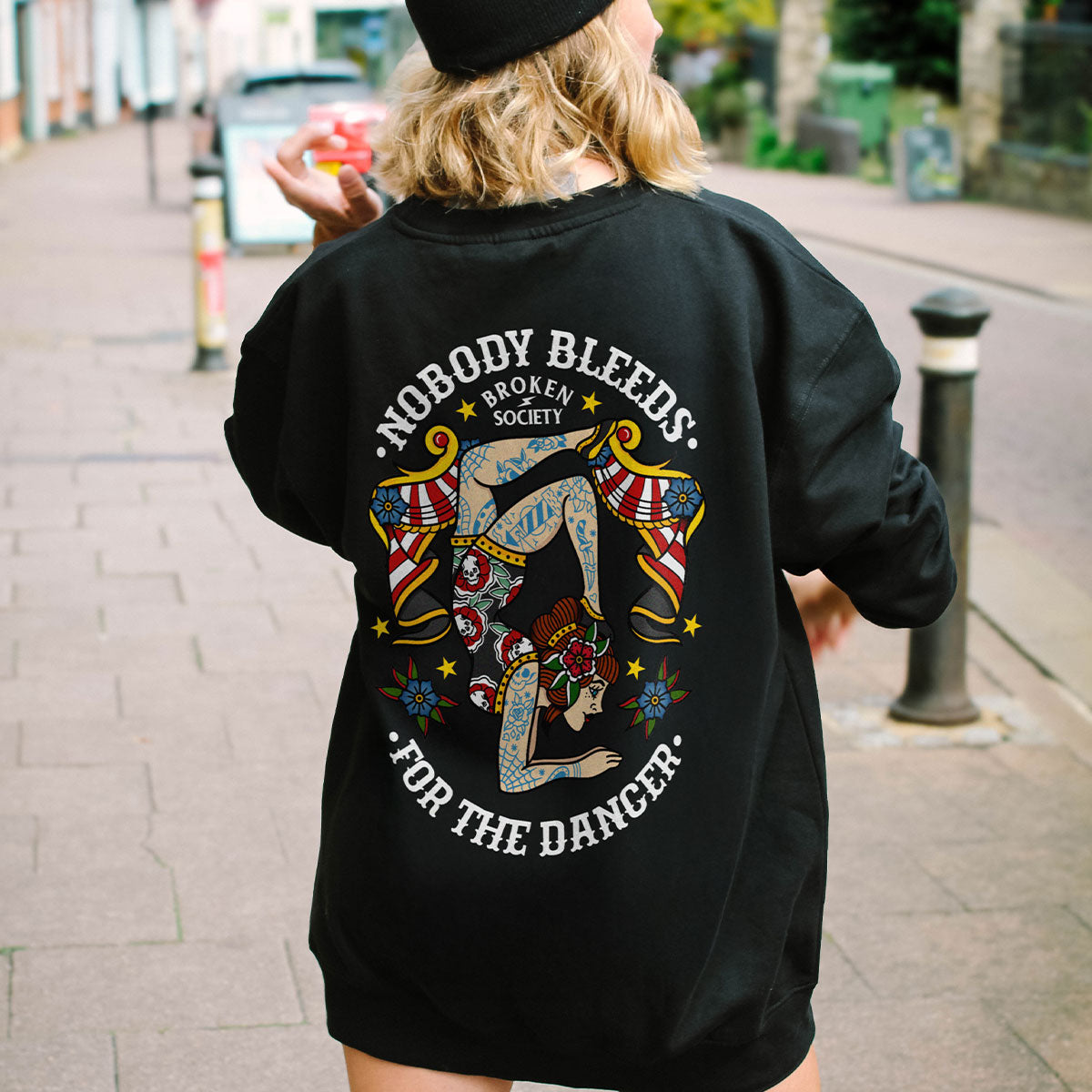 Nobody Bleeds For The Dancer Sweatshirt (Unisex)-Tattoo Clothing, Tattoo Sweatshirt, JH030-Broken Society