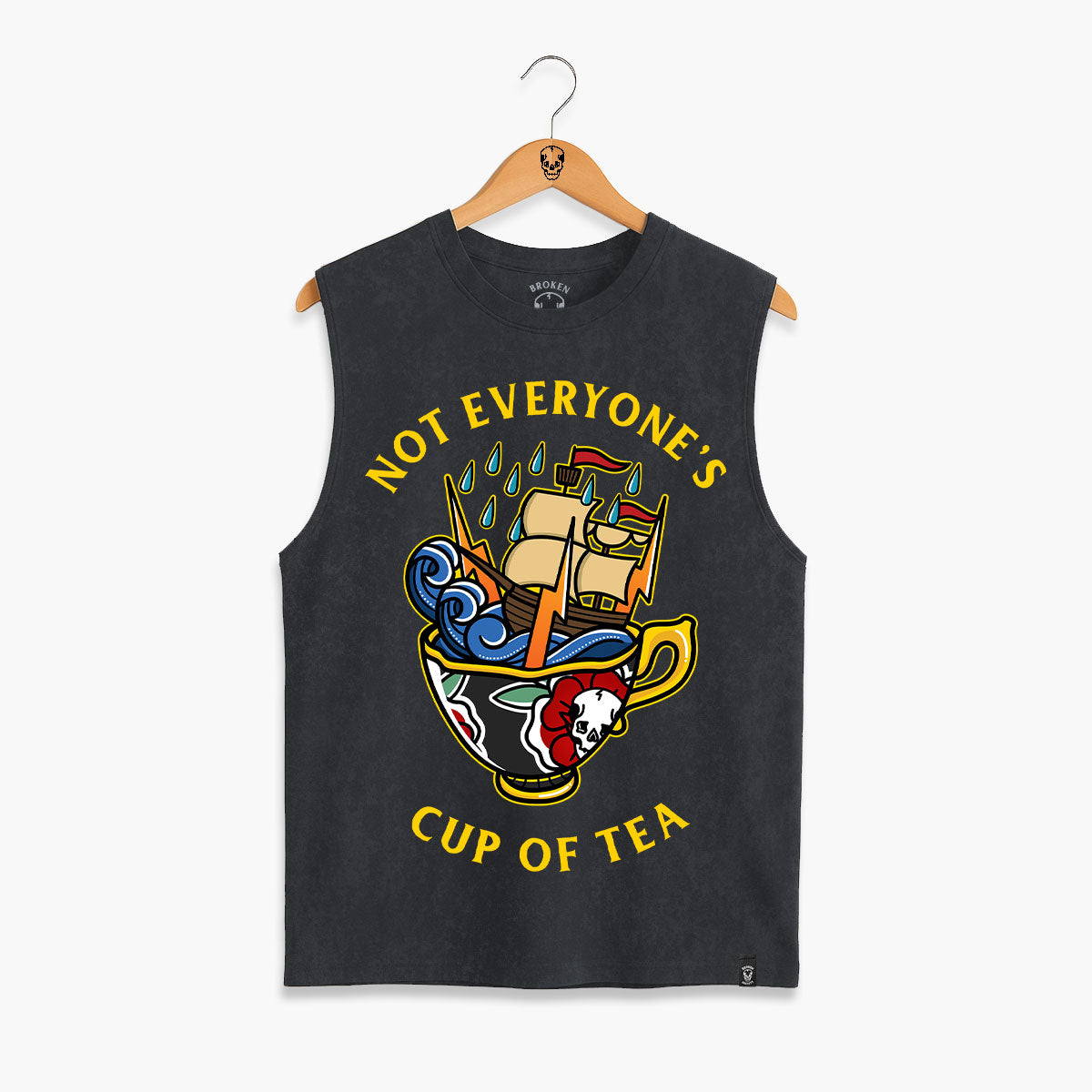Not Everyone's Cup Of Tea Front Print Sleeveless T-Shirt (Unisex)-Tattoo Clothing, Tattoo Sleeveless T-Shirt, EP01S-Broken Society