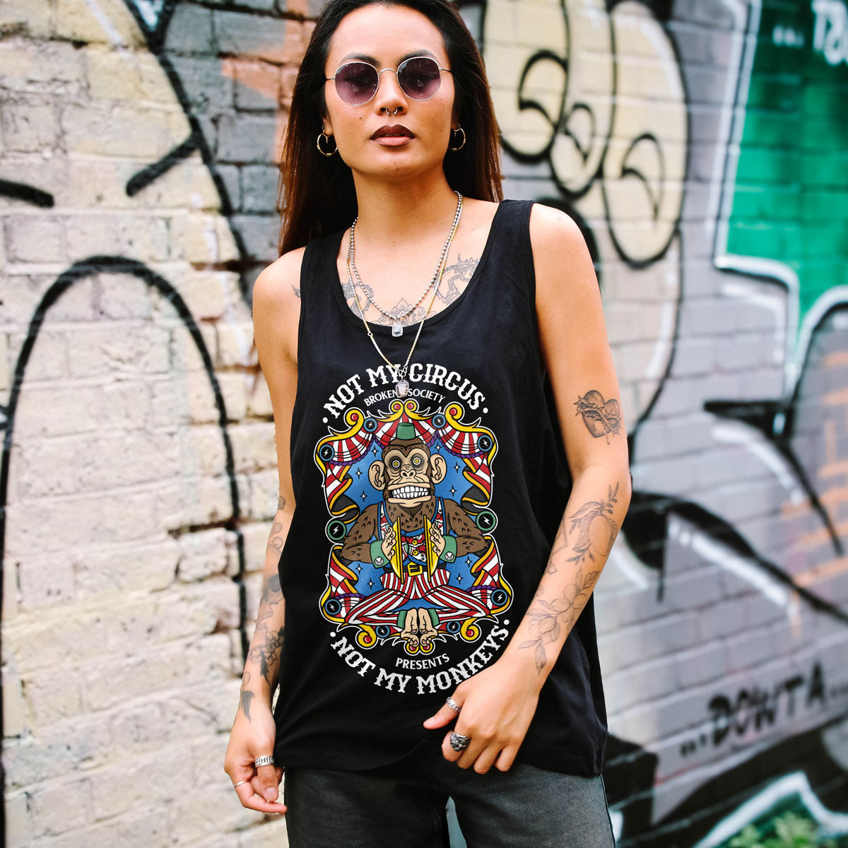 Not My Circus Front Print Tank (Unisex)-Tattoo Clothing, Tattoo Tank, 03980-Broken Society