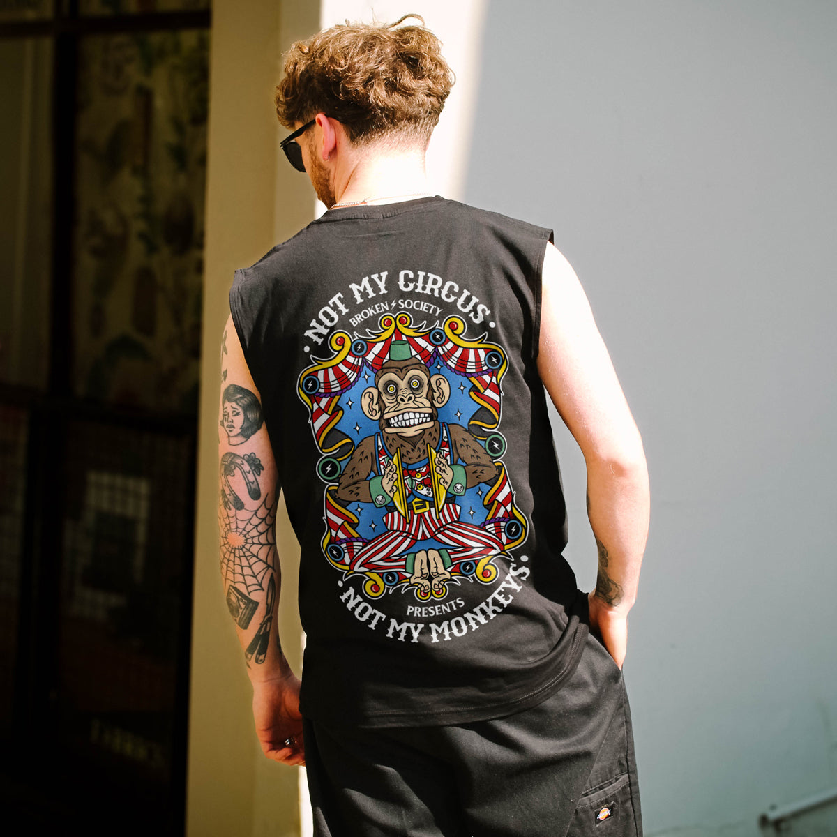 Not My Circus Sleeveless T-Shirt (Unisex)-Tattoo Clothing, Tattoo Sleeveless T-Shirt, EP01S-Broken Society